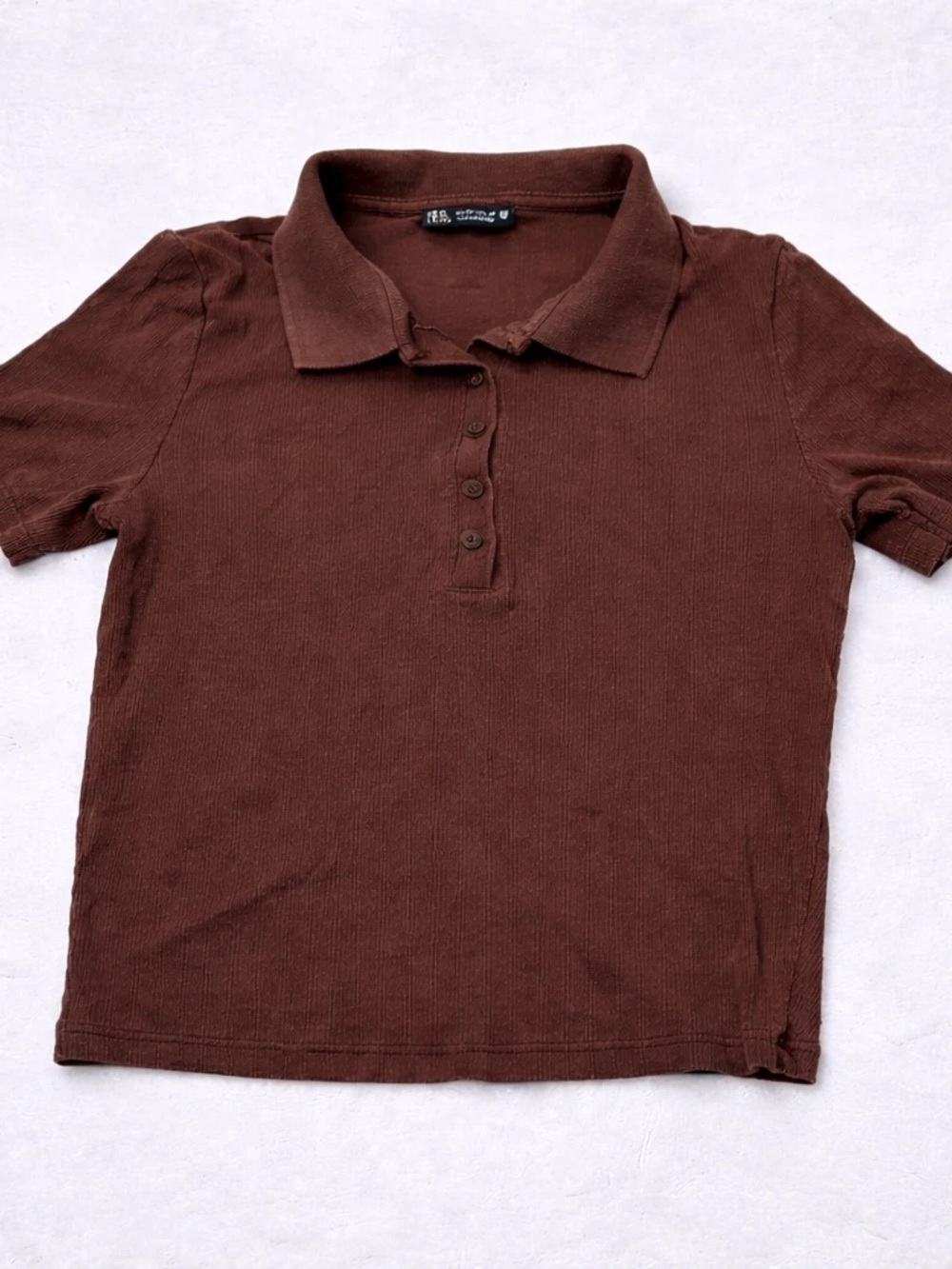 Zara Brown Short Sleeve Polo Top
